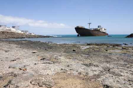 Temple Hall wreck in Costa Teguise, Lanzarote, Canary Islands, Spainの写真素材
