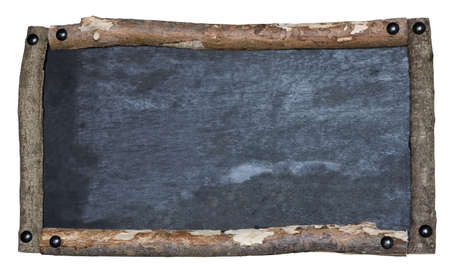 A rustic blank blackboard isolated on whiteの写真素材