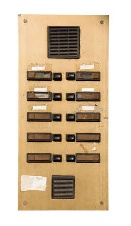 An intercom doorbell panel isolated on whiteの写真素材