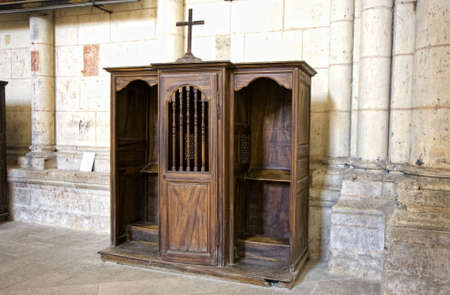 Confessional in Saint Pierre Cathedral, Poitiers, Franceの写真素材