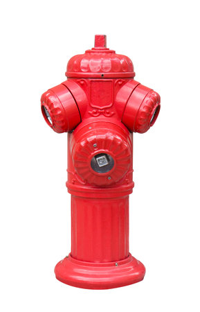 Red french fire hydrant  isolated on whiteの写真素材