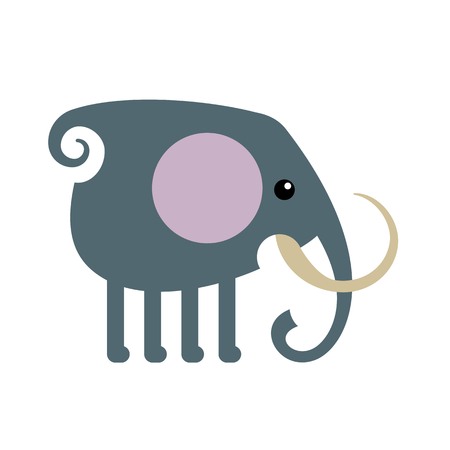 Cute funny african elephant. Cartoon animal icon, abstract logo or emblem. Vector Illustration.のイラスト素材