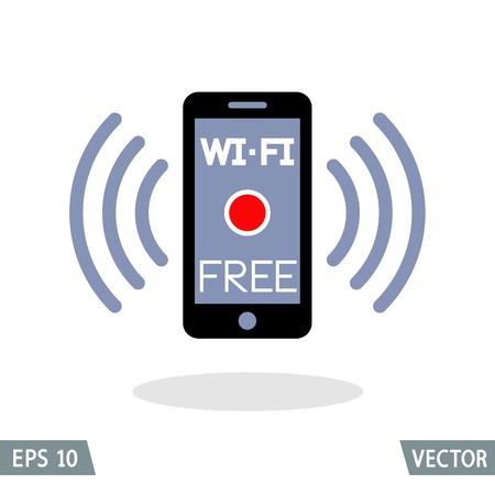 Smartphone and wireless connection, free Wi-Fi icon. Vector Illustration.のイラスト素材