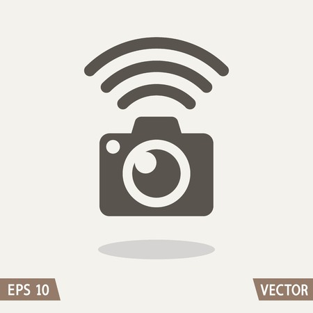 Photo camera Wi-Fi connection icon. Vector Illustration.のイラスト素材