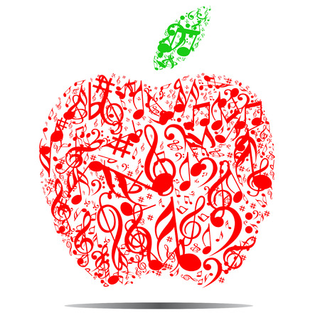 Red Apple with music Symbolsのイラスト素材