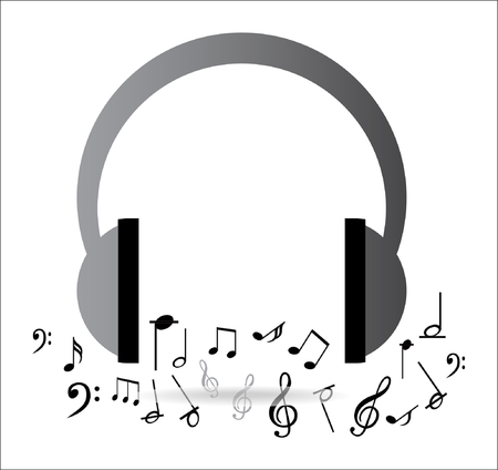 Headphone icon with music symbolsのイラスト素材