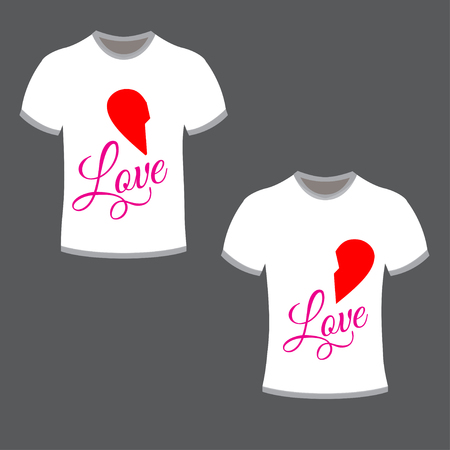 T-shirts design for couple Vector illustration.のイラスト素材