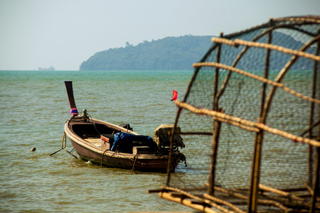 Fishing boats and fish trapsの写真素材