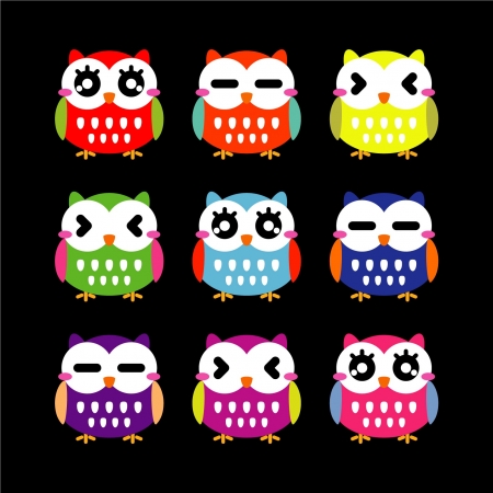 Cute owls set のイラスト素材