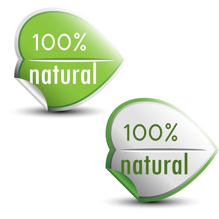 100% natural stickers のイラスト素材