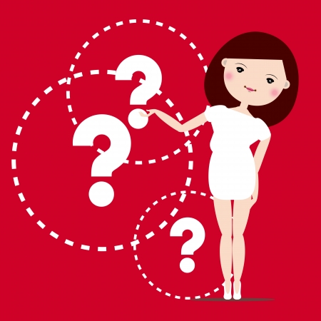 Fashion girl with hand empty to show off a product or introduce something のイラスト素材
