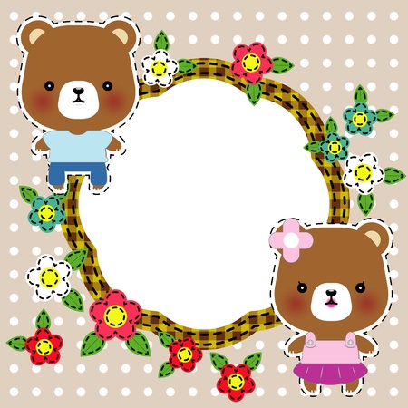 Cartoon illustration of sweet teddy bearsのイラスト素材