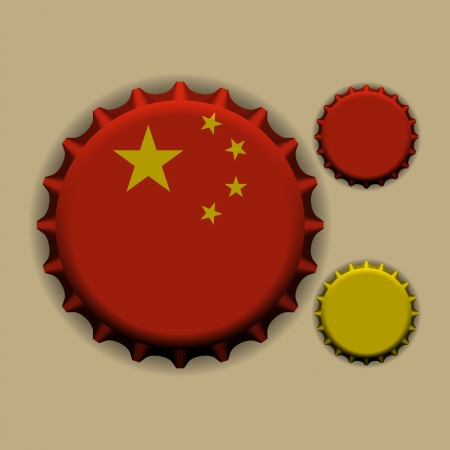 An illustration of a bottle cap with a country sign China のイラスト素材