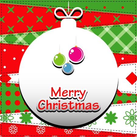 Christmas Greeting Card  Patchwork christmas background with christmas balls  のイラスト素材