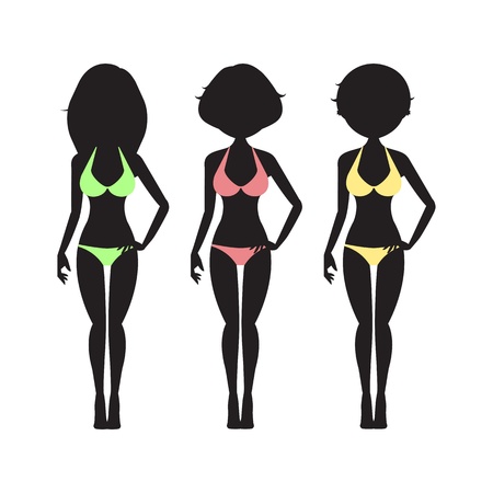 Vector Illustration of swimsuit silhouette women in bikini のイラスト素材