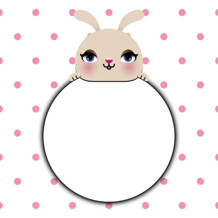 Vector illustration of cute rabbit with text box のイラスト素材