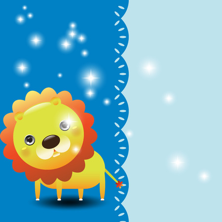 Illustration of a funny lion with place for text のイラスト素材