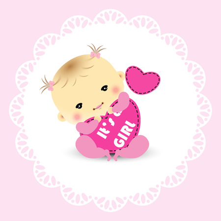 Baby girl announcement cardのイラスト素材