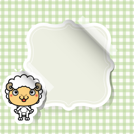 Cartoon sheep sticker with place for textのイラスト素材