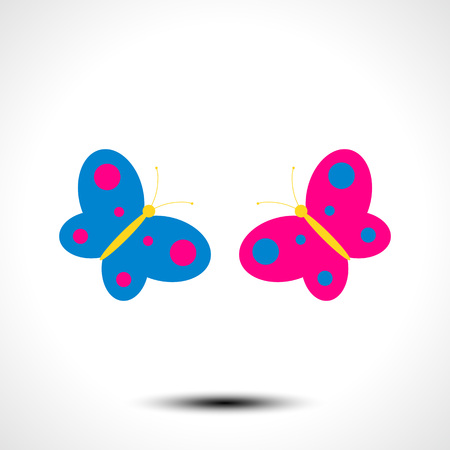 Color butterflies Isolated on White background. Vector illustrationのイラスト素材