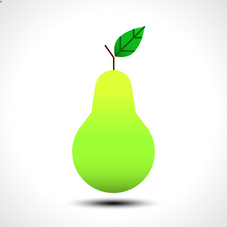 Green pear isolated on white background. Vector illustrationのイラスト素材