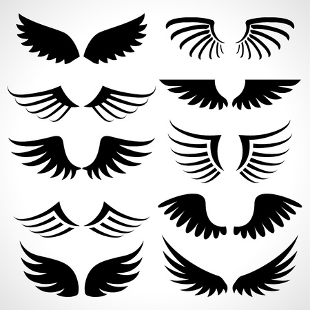Wings icons set isolated on white background. Vector illustrationのイラスト素材