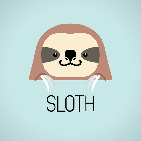 Cute sloth head design on blue background. Wild Animal. Vector illustrationのイラスト素材