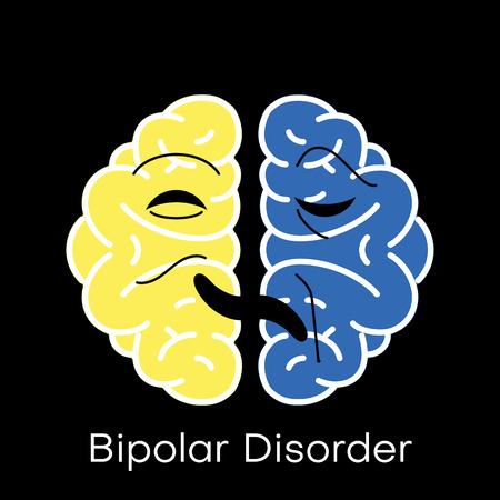 Brain icon for bipolar disorder flat design. Vector illustrationのイラスト素材