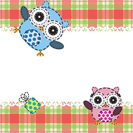Background with couple of owls. Vector illustrationのイラスト素材