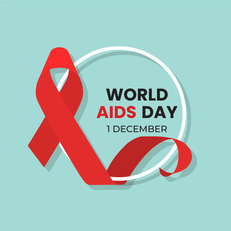 World Aids Day, 1st December, Aids Awareness.Red ribbon.Vector illustrationのイラスト素材