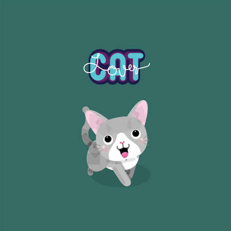 Funny and cute cartoon cat, Vector illustration.のイラスト素材