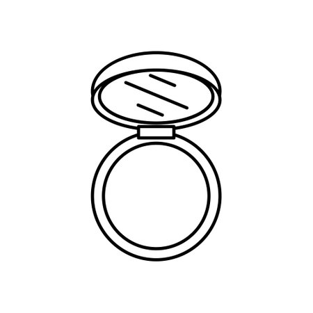 Face compact makeup powder line icon. Mirror with powder sign. Vector illustration.のイラスト素材