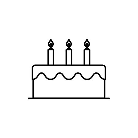 Birthday cake with candles line icon. Party cake festival symbol.