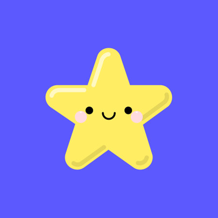 Cute smiling little star character icon. Vector illustration in kawaii cartoon style.のイラスト素材