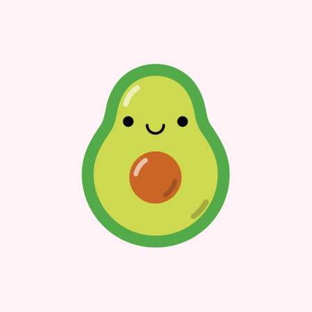 Cute happy smiling avocado character icon. Vector illustration in kawaii cartoon style.のイラスト素材