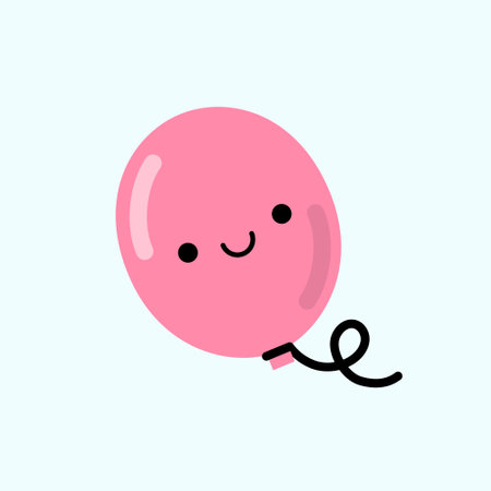 Cute smiling balloon character icon. Vector illustration in kawaii cartoon style.のイラスト素材