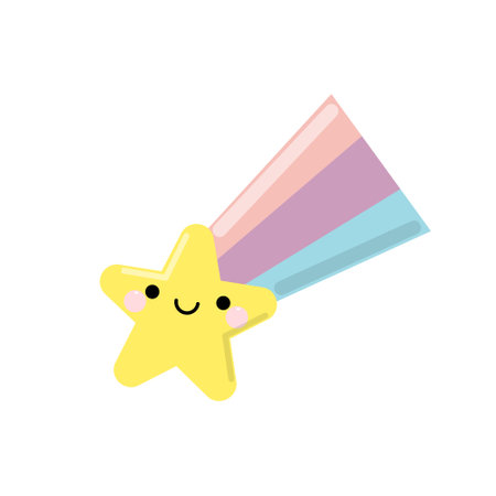 Cute happy smiling falling star cartoon character icon. Vector illustration in kawaii cartoon style.のイラスト素材