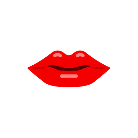 Red lips icon. Vector illustration of sexy woman's lips.のイラスト素材