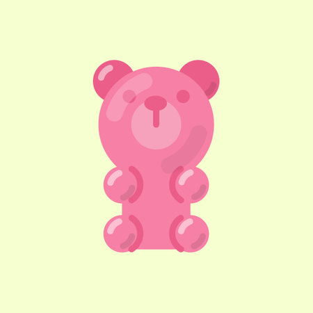 Pink gummy bear candy icon. Vector cartoon illustration.のイラスト素材