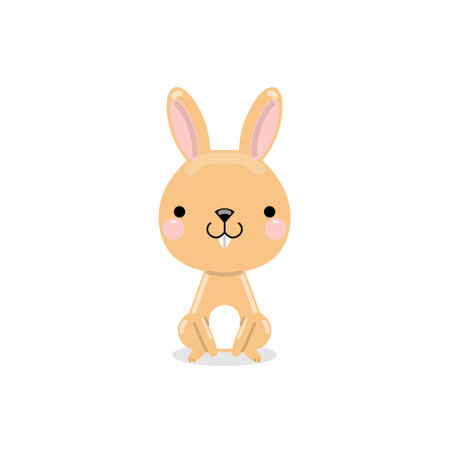 Cute Easter bunny isolated on white background. Vector illustration in kawaii cartoon style.のイラスト素材