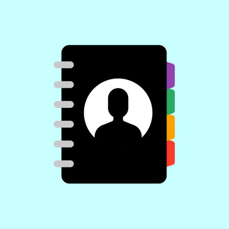 Phone book, contacts book or notebook icon. Contact information, business partners, digital communication concept. Vector illustration.のイラスト素材