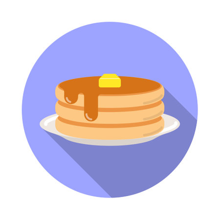 Pancake with syrup and butter on top icon. Vector illustration.のイラスト素材
