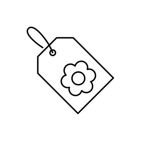 Price tag with flower sign icon isolated on white background. Vector illustration.のイラスト素材