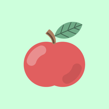 Red apple fruit icon isolated on blue background. Vector illustration.のイラスト素材