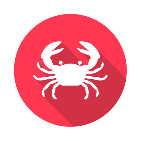 Crab icon. Seafood shop logo branding for craft food packaging or restaurant design symbol. Vector illustration.のイラスト素材