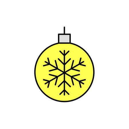 Christmas ornament ball icon. Decorative balls with snowflake motifs are a Christmas tree decoration. Vector illustration of icon that can be used for apps, websites, or logos.のイラスト素材