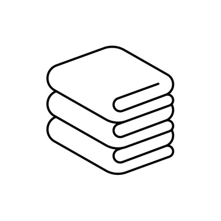 Stack of folded bath towels or napkins line art vector icon for apps and websitesのイラスト素材