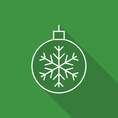 Christmas ornament ball linw icon. Decorative balls with snowflake motifs are a Christmas tree decoration.のイラスト素材