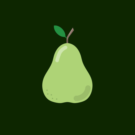 Green pear with leaf fruit con. Vector illustration.のイラスト素材