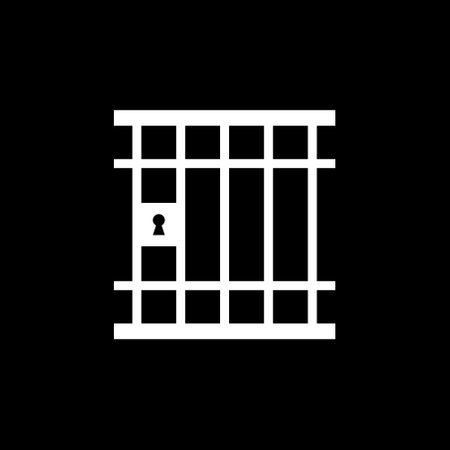 Jail, prison icon isolated on black background. Vector illustration.のイラスト素材